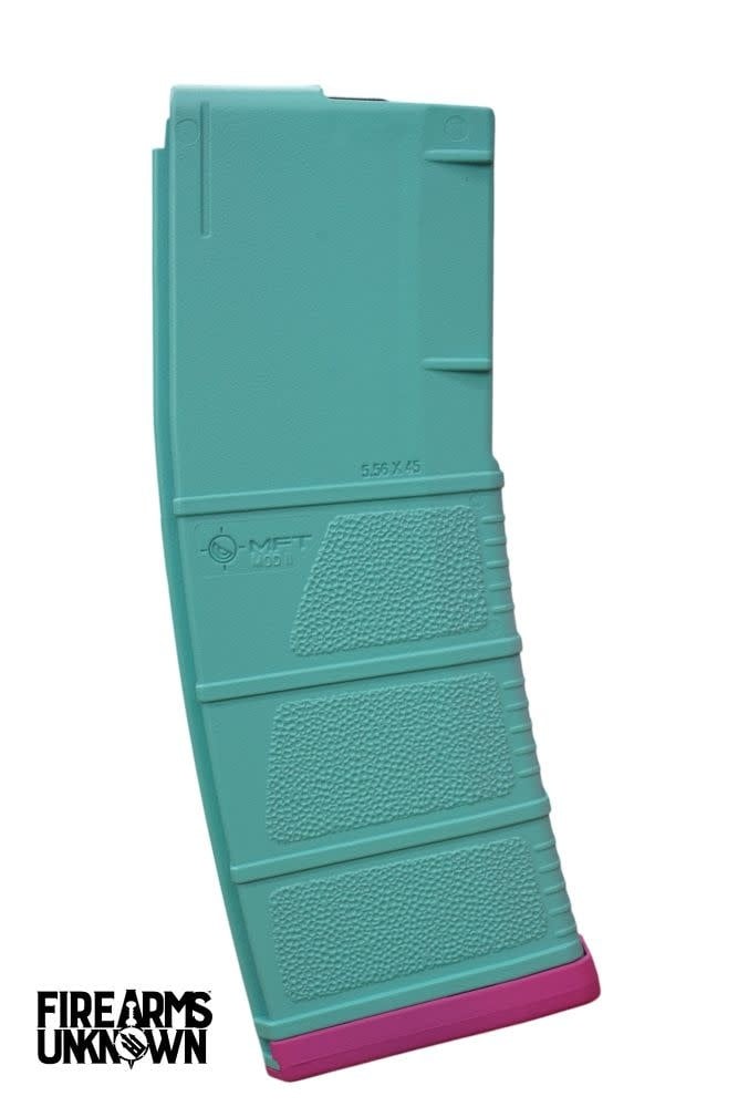 MFT MOD II 5.56 Polymer 30RD Cerakoted Magazine and Baseplate  Robin's Egg Blue Prison Pink