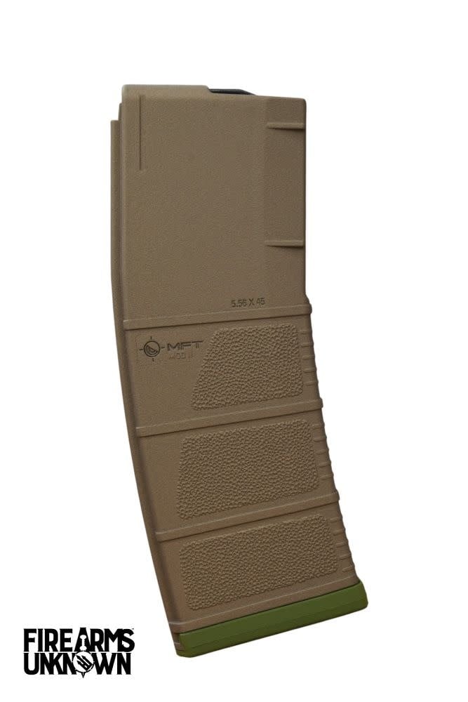 MFT MOD II 5.56 Polymer 30RD Cerakoted Magazine and Baseplate  Smoked Bronze Multicam Bright Green