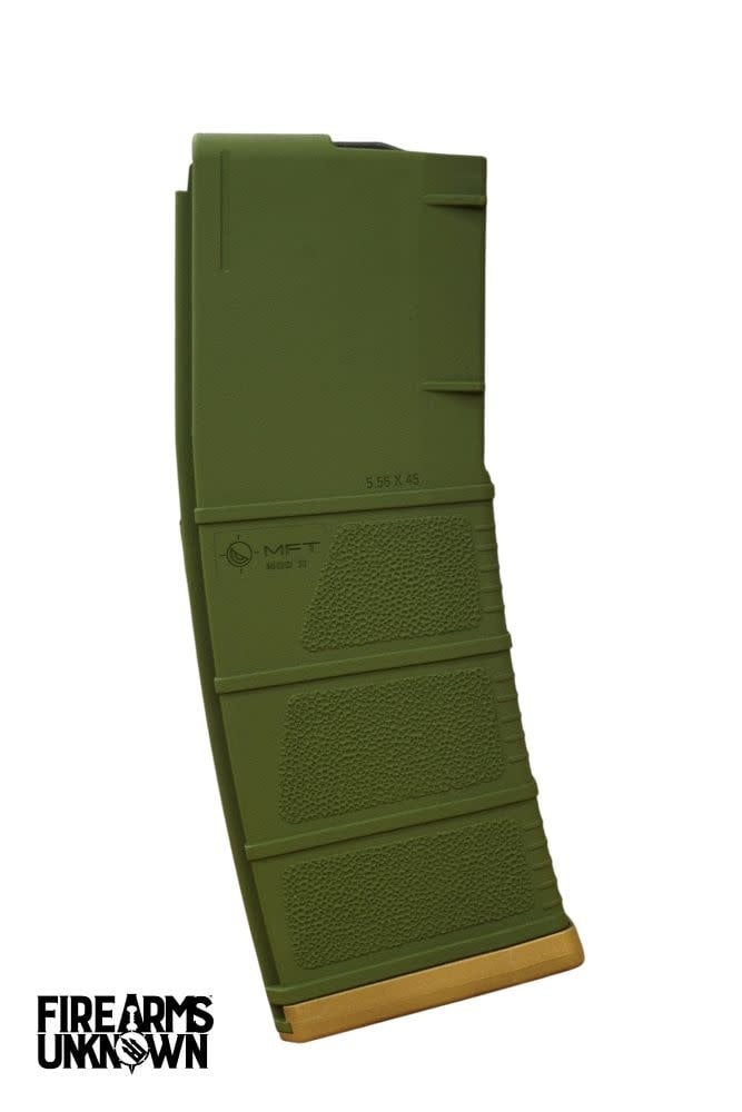 MFT MOD II 5.56 Polymer 30RD Cerakoted Magazine and Baseplate  Multicam Bright Green Gold