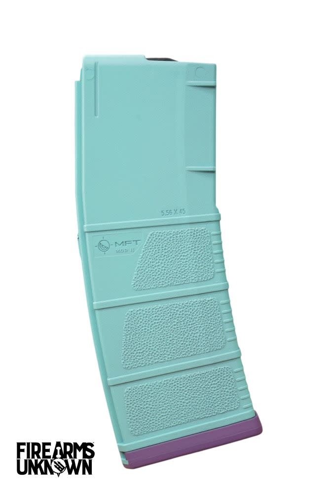 MFT MOD II 5.56 Polymer 30RD Cerakoted Magazine and Baseplate  Robin's Egg Blue Wild Purple