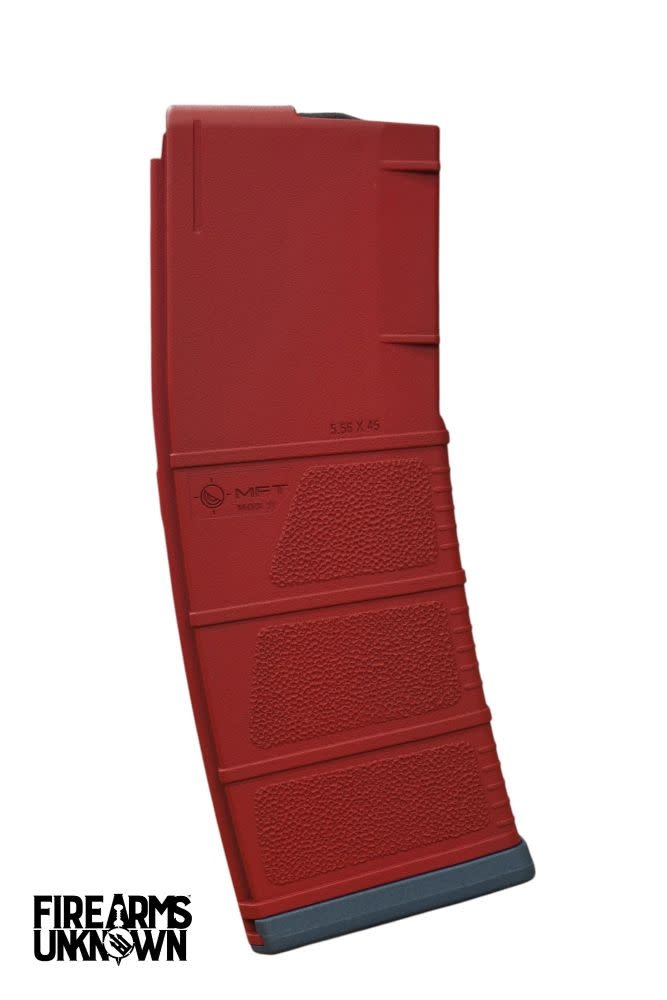 MFT MOD II 5.56 Polymer 30RD Cerakoted Magazine and Baseplate  Ruby Red Blue Titanium
