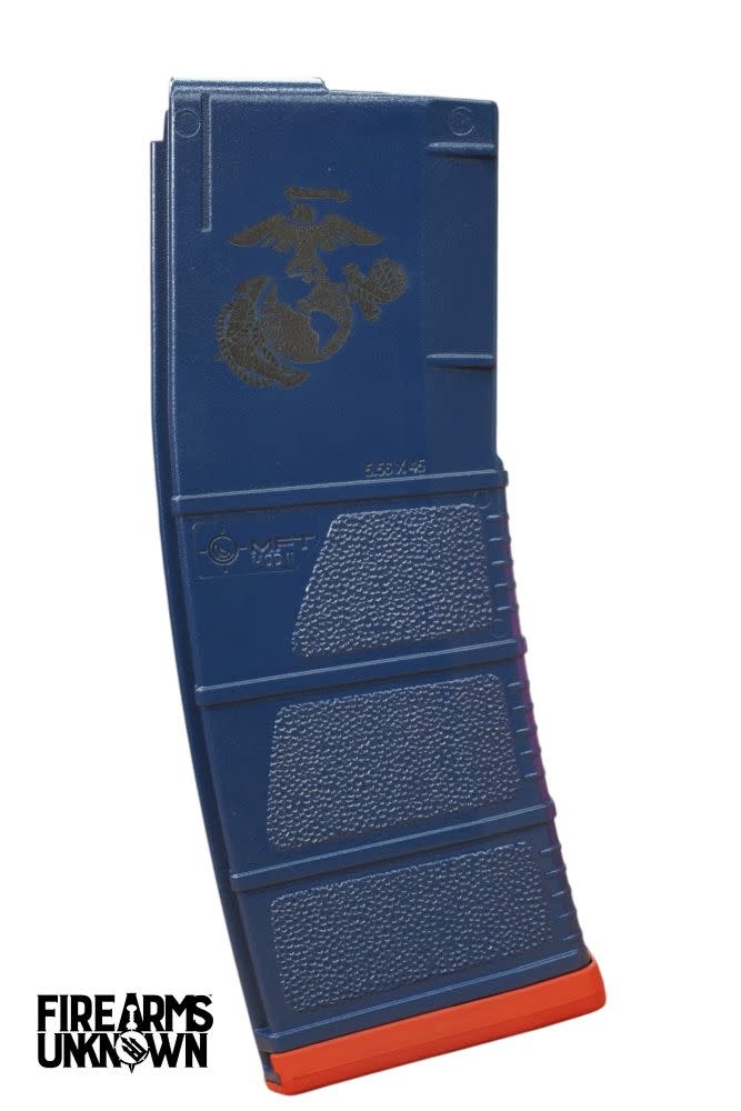 MFT MOD II 5.56 Polymer 30RD Cerakoted Magazine and Baseplate  Navy Blue USMC Red