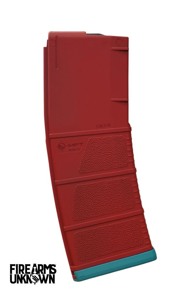MFT MOD II 5.56 Polymer 30RD Cerakoted Magazine and Baseplate  Ruby Red Aztec teal