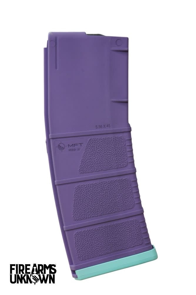 MFT MOD II 5.56 Polymer 30RD Cerakoted Magazine and Baseplate  Bright Purple Robin's Egg Blue