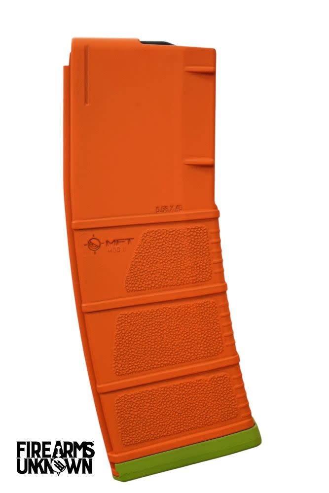 MFT MOD II 5.56 Polymer 30RD Cerakoted Hunter Orange Magazine and Zombie Green Baseplate