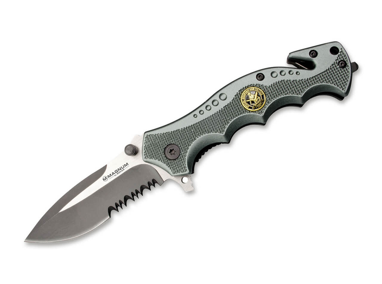 Boker Magnum Hero 3.35" Grey Flipper Knife (01RY769)