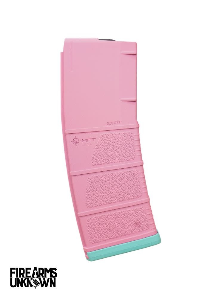 MFT MOD II 5.56 Polymer 30RD Cerakoted Pink Sherbert Magazine and  Robin's Egg  Baseplate