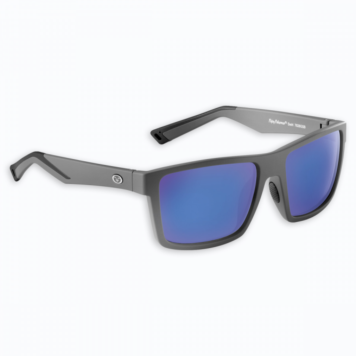 Flying Fishermen, Swirl Matte Gray Frame, Smoke-Blue Mirror, Sunglasses