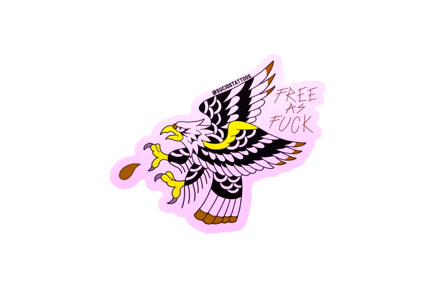 'Free As Fu**' Sticker (4"x2.5")