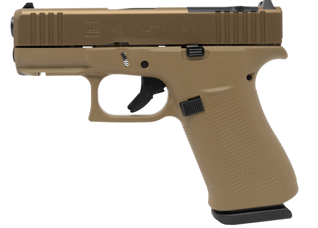 Glock G43X MOS 9mm 3.41" Coyote DE (2)10RD Pistol
