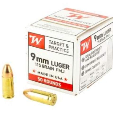 Winchester  Target & Practice 9mm Luger 115 gr. FMJ 1190 fps 50RD Box