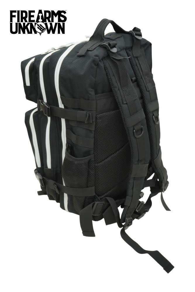 Tactical 45L Molle/Patch Black w/White Zipper Backpack