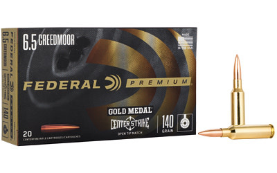 Federal Premium, Gold Medal, 6.5 Creedmoor, 140 Grain, Open Tip Match, 20RD
