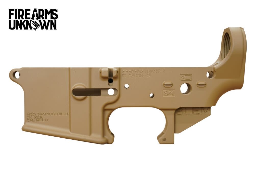 FU Swashbuckler Cerakoted Troy Coyote Tan Stripped "Multi Cal" Lower Receiver (BLEM)
