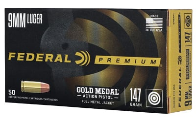 Federal, Gold Medal, 9MM, Subsonic, 147 Grain, Full Metal Jacket, 50RD Box