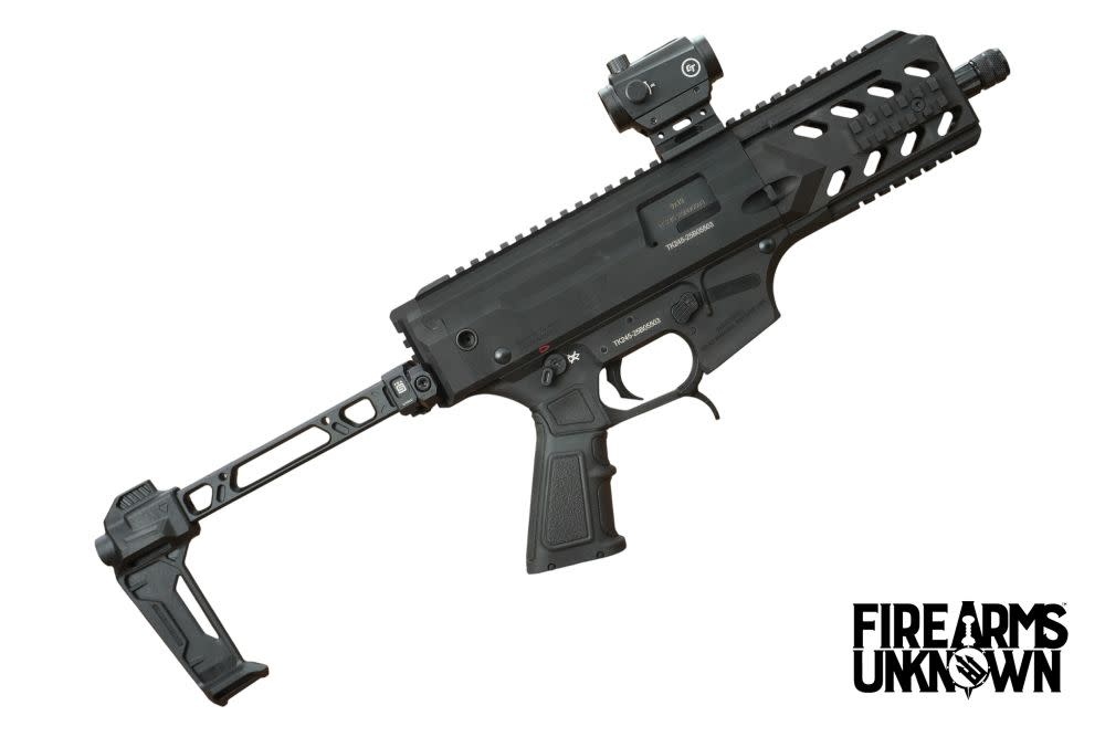 GForce Arms Blade Pistol, W/ Crimson Trace Red Dot, Strike Industries Folding Brace