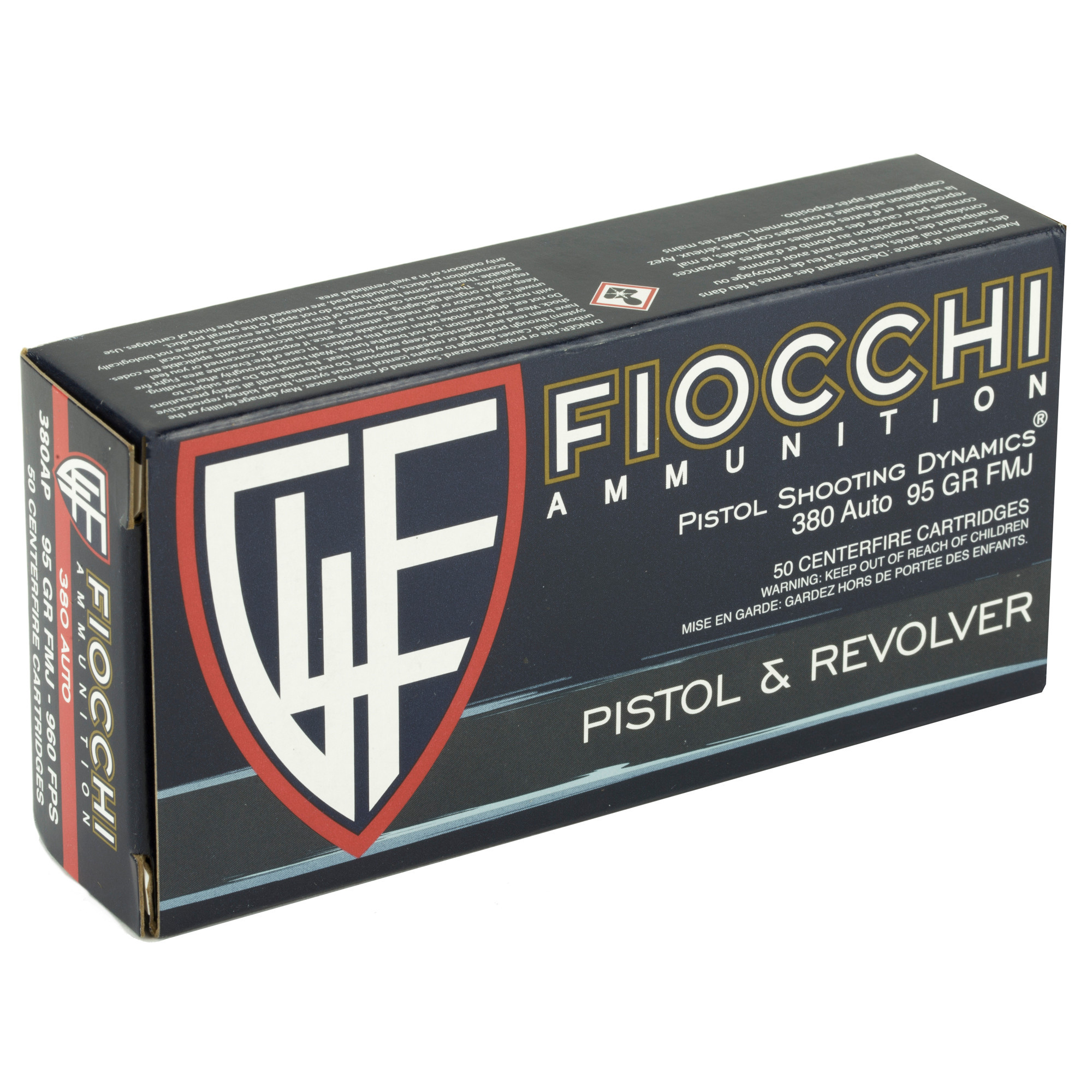 Fiocchi , 380ACP, 95 Grain, Full Metal Jacket, 50 Round Box