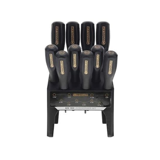 Wheeler 10-Piece SAE Hex Benchtop Screwdriver Set, Black