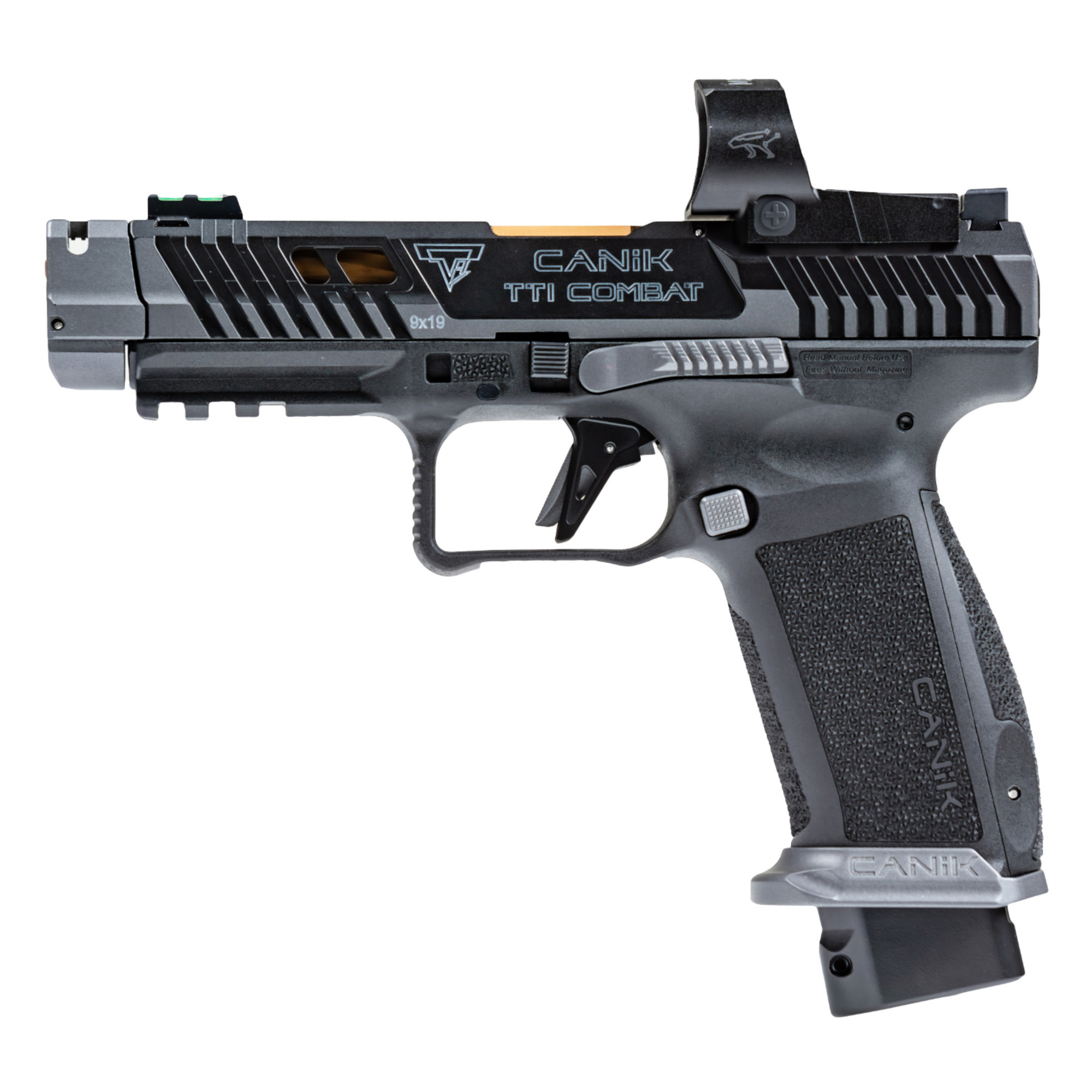 CANIK, TTI Combat 9MM, 4.6" Smoke (2)18RD Pistol w/ MeCanik MO3 Optic
