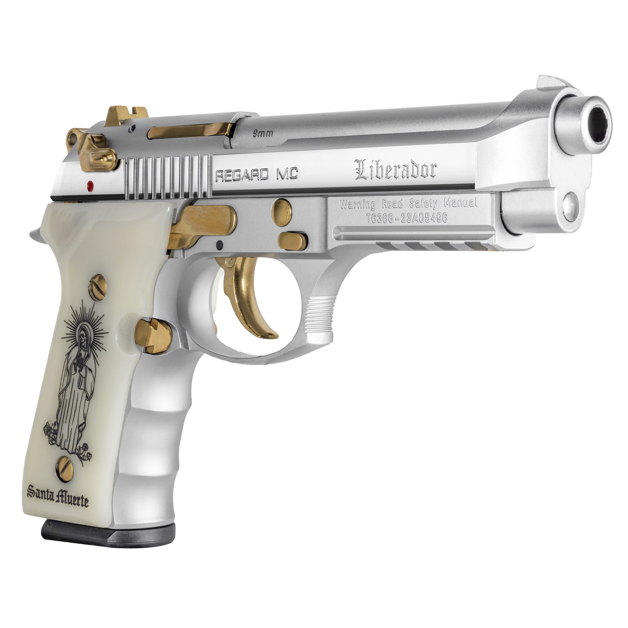 Girsan, REGARD Liberador 9MM 4.9" Polished SS/GLD  White Engraved Ivory 18RD Pistol