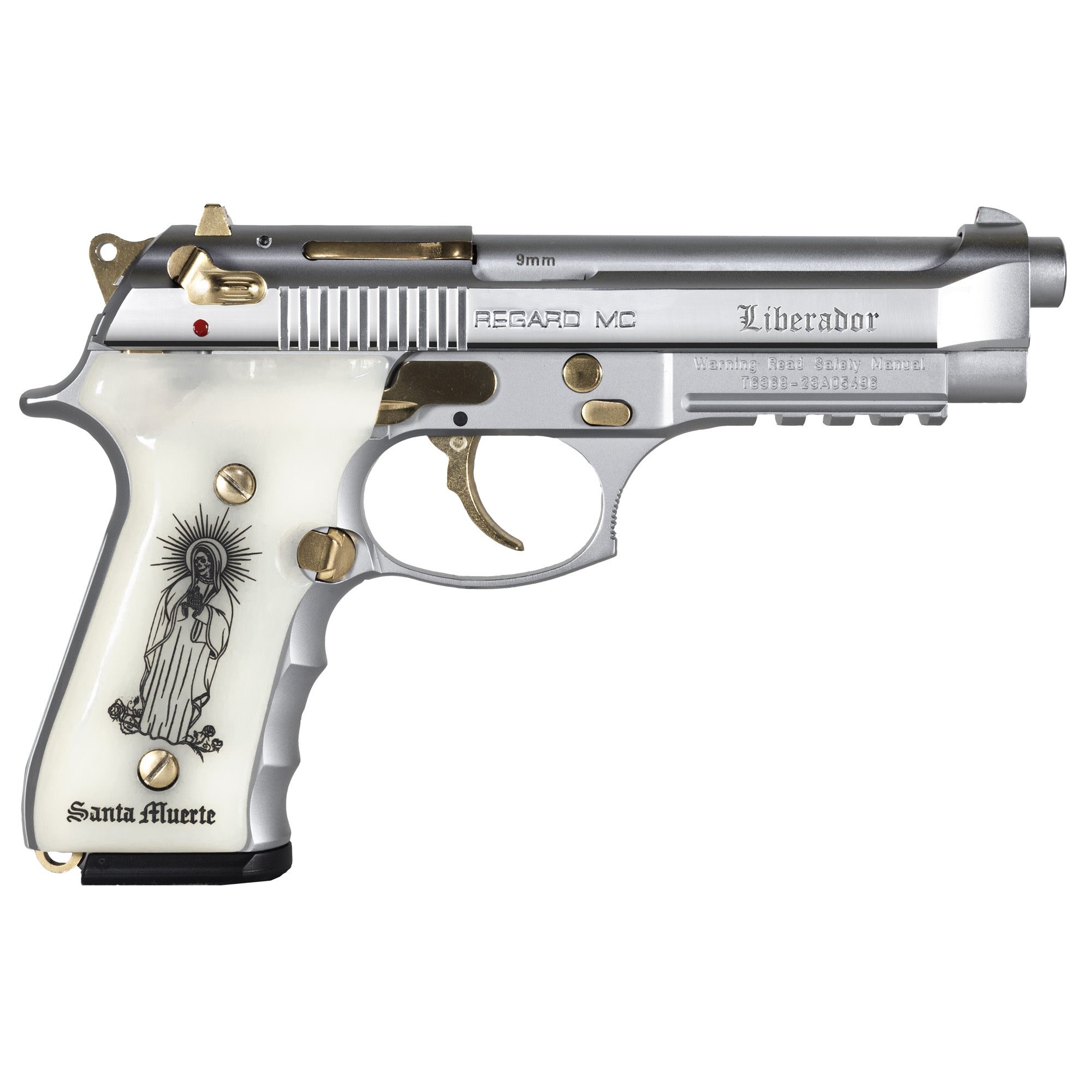 Girsan, REGARD Liberador 9MM 4.9" Polished SS/GLD  White Engraved Ivory 18RD Pistol