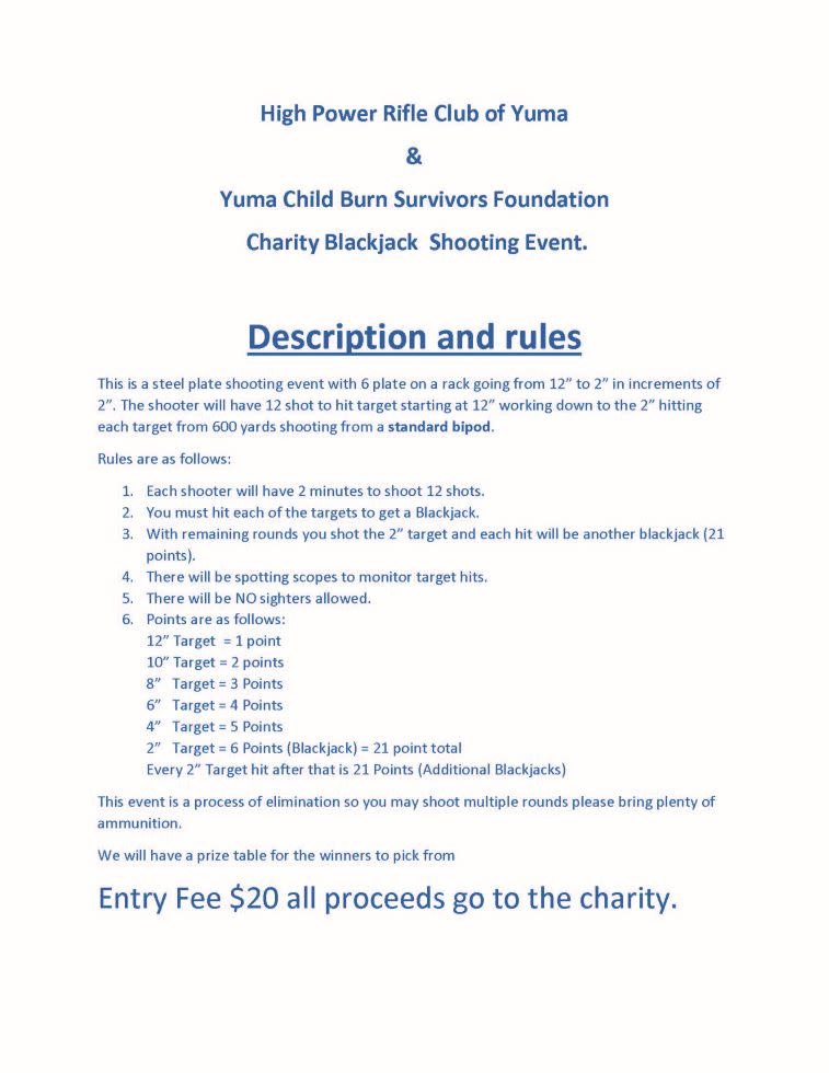 (1) Yuma Child Burn Survivors Raffle Ticket for HBAR Rifle