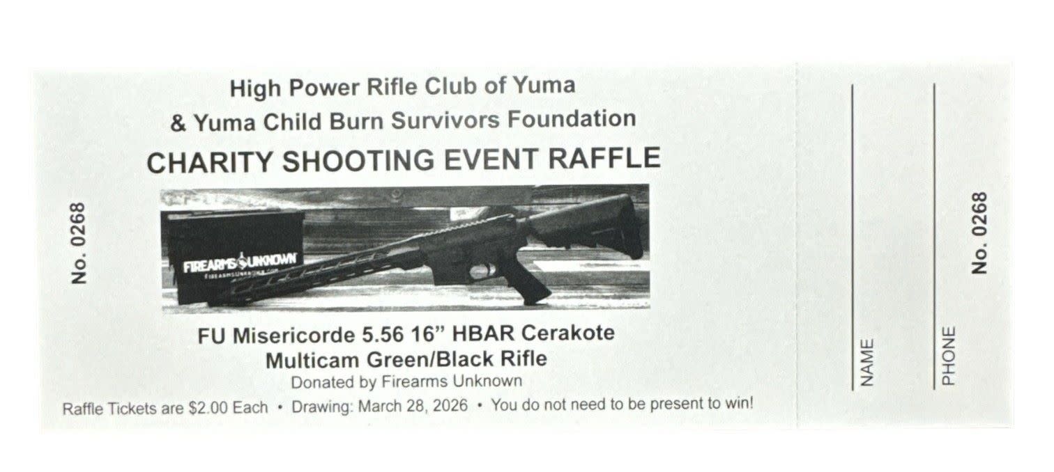 (1) Yuma Child Burn Survivors Raffle Ticket for HBAR Rifle