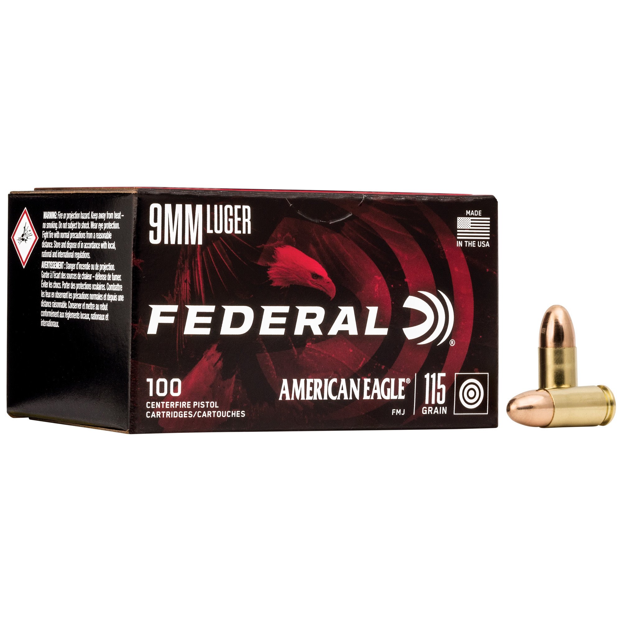 Federal American Eagle 9mm 115gr. FMJ 100RD Box
