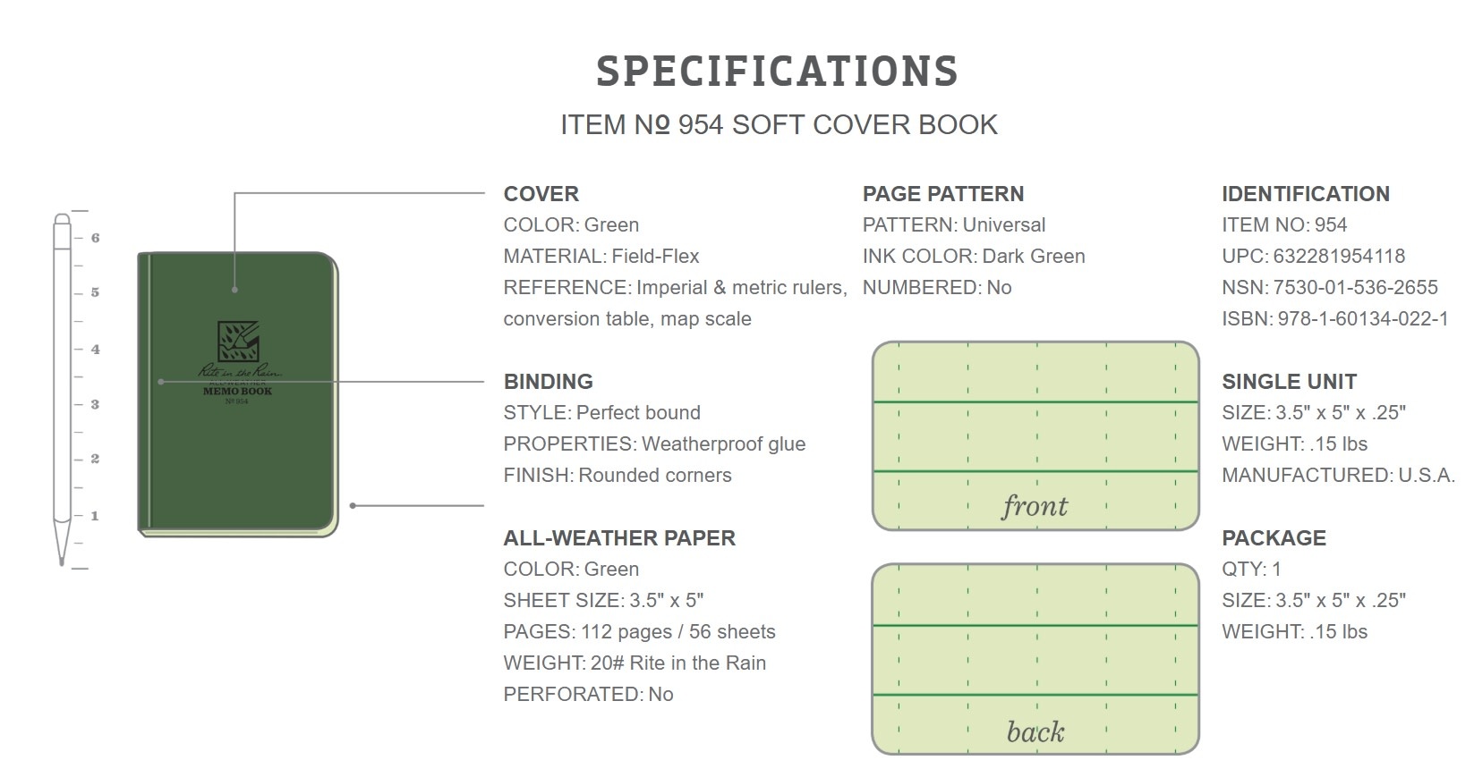 Rite in the Rain - N° 954 Soft Cover Book