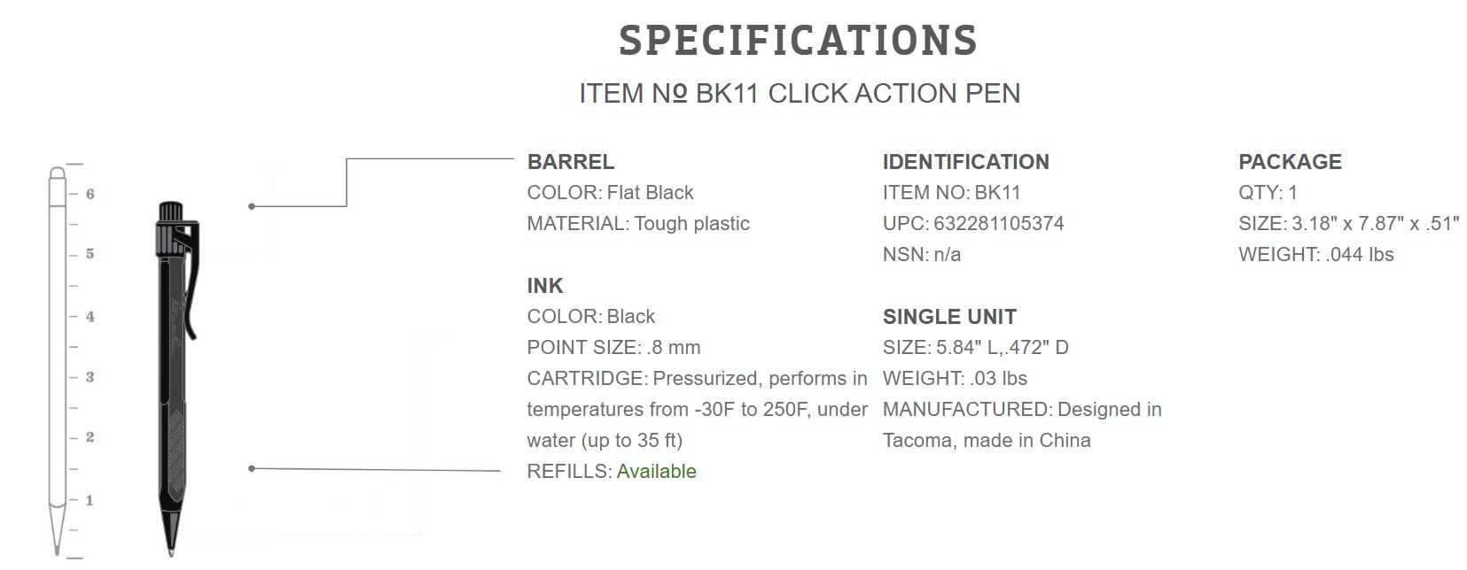 Rite in the Rain - N° BK11 Click Action Pen