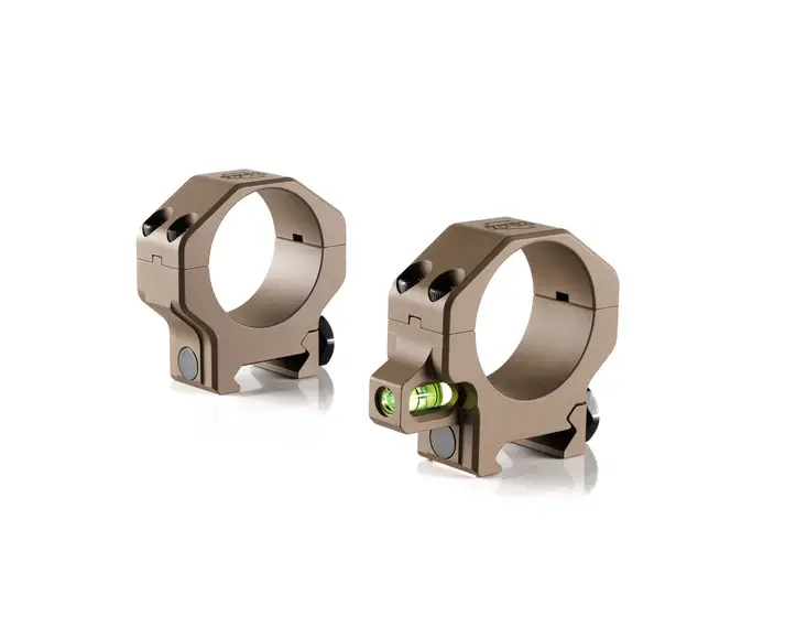 RPM 34mm Medium Precision Riflescope Ring Set with Co-Linear Bubble Level FDE