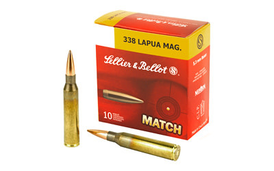 Sellier & Bellot, Match, 338 Lapua, 250 Gr, Hollow Point BT, 10 Rd Box
