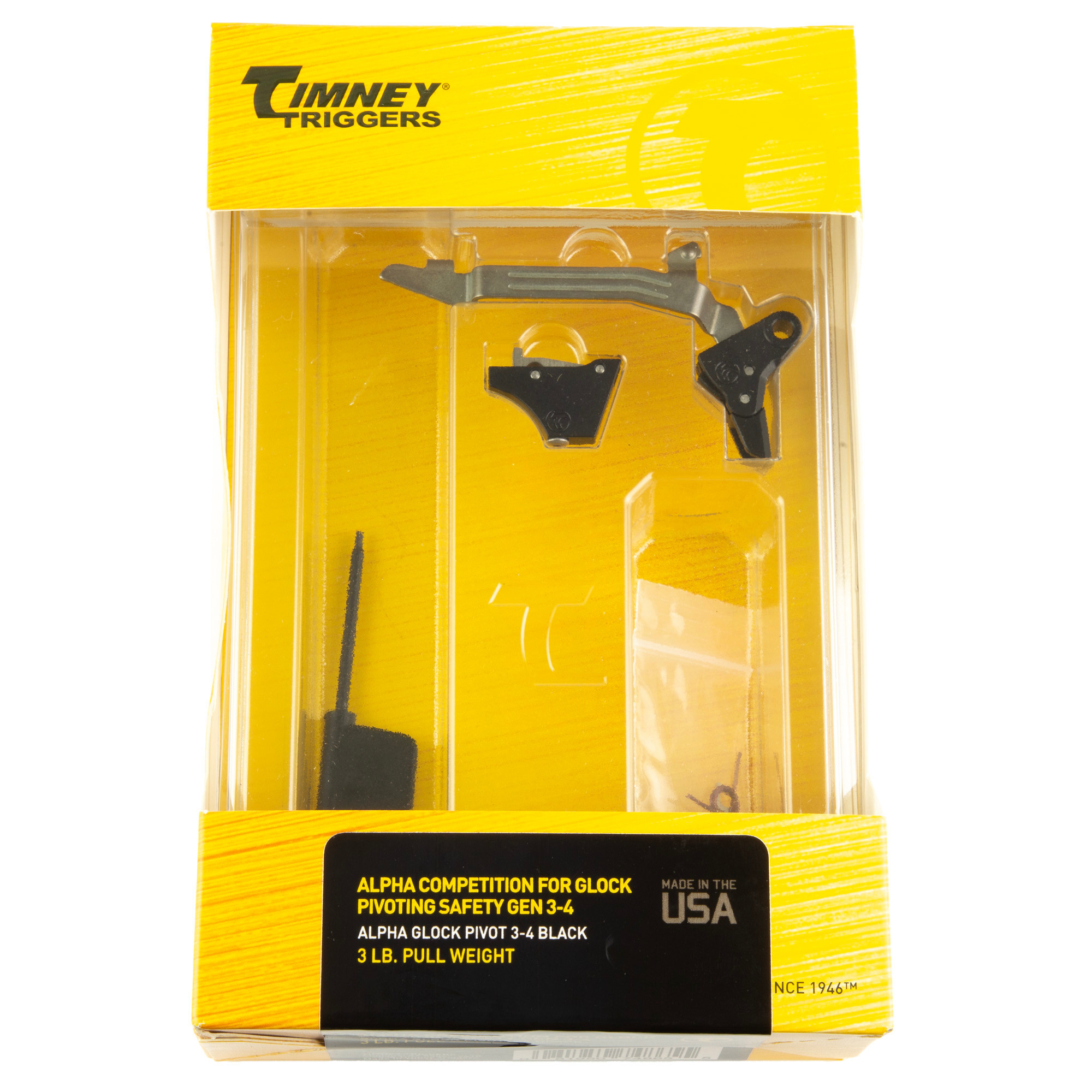 Timney Triggers, Alpha Competition, Pivot Trigger, 3LB Pull , Fits GLOCK Gen 3/4, NP3 Coated, Black