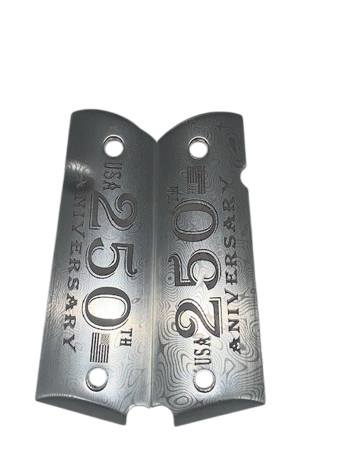 Custom Hogue, Extreme Aluminum Grip, Fits 1911 Govt, Clear Gloss Finish 250th Anniversary