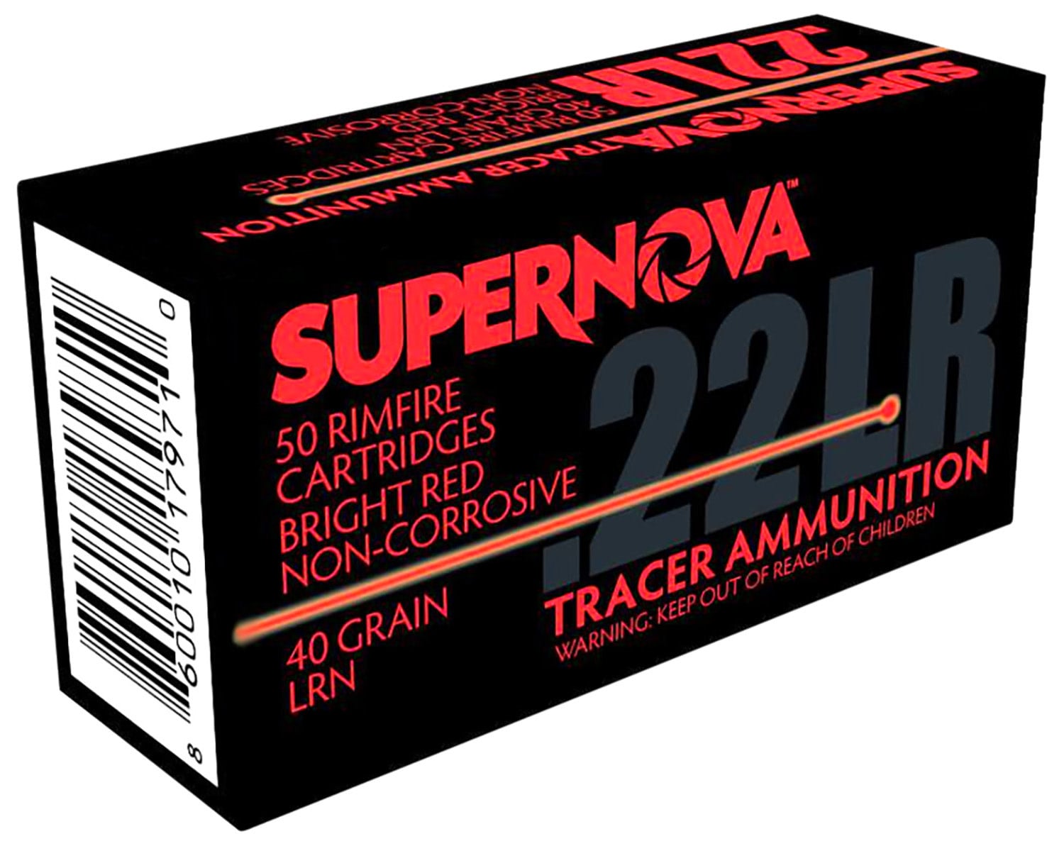 Supernova Ammo, 22LR Red Tracer, 40 Grain, Lead Round Nose, 50RD
