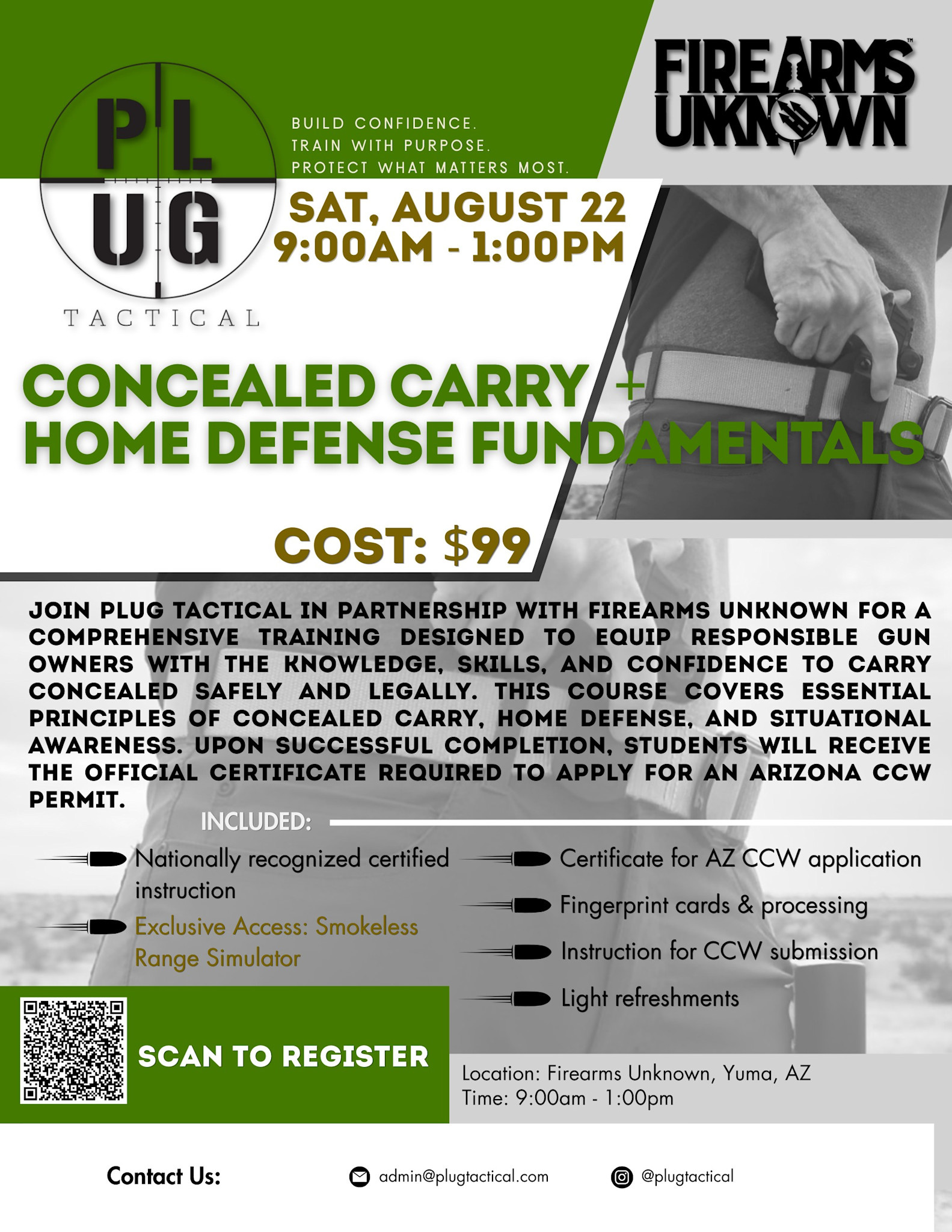 Plug Tactical Arizona Concealed Permit Class (August 22, 2026)