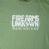 Firearms Unknown "Behind Every Blade" Green T-Shirt Large