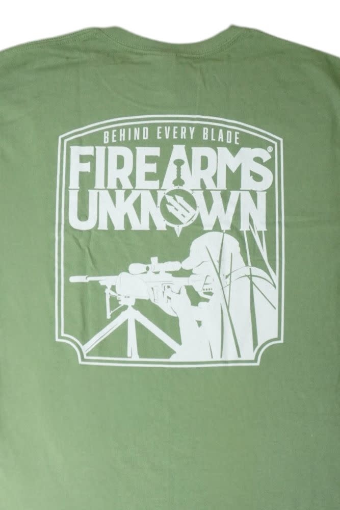Firearms Unknown "Behind Every Blade" Green T-Shirt XXL