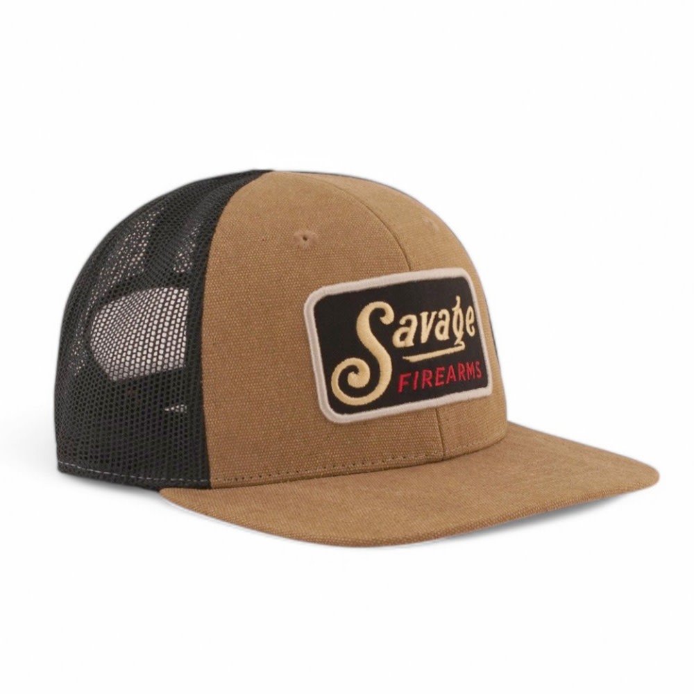 Savage Arms Vintage Logo Canvas / Black Mesh Trucker Hat