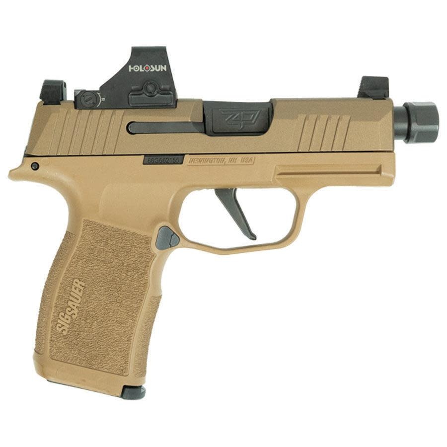 Sig, P365X Sick Puppy, 9mm, 3.7" TB, FDE, (2) 12RD, Pistol W/ Hush Puppy & Holosun