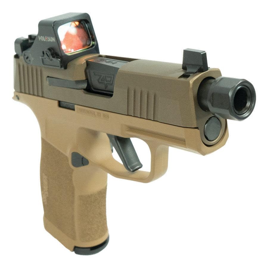 Sig, P365X Sick Puppy, 9mm, 3.7" TB, FDE, (2) 12RD, Pistol W/ Hush Puppy & Holosun