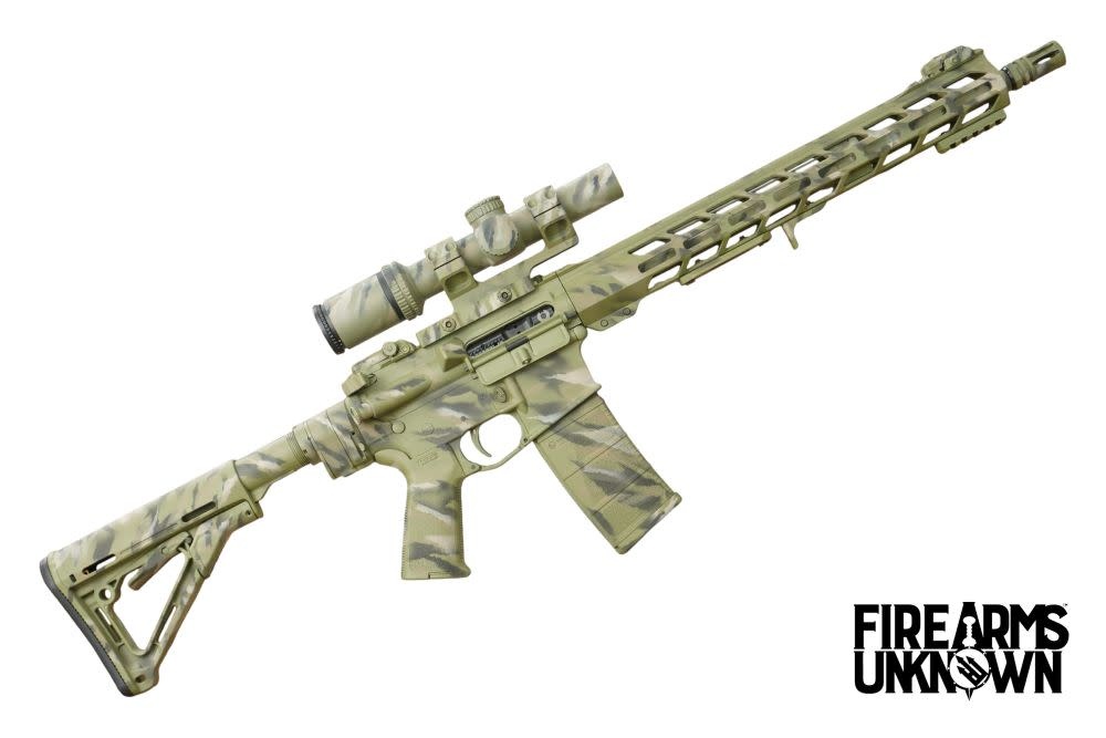 FU ZERO 5.56 16" , 30RD Rifle w/ Trijicon Ascent, Cerakote FDE/Desert Sand/BLK Full Camo, ARCA Rail, MBUS