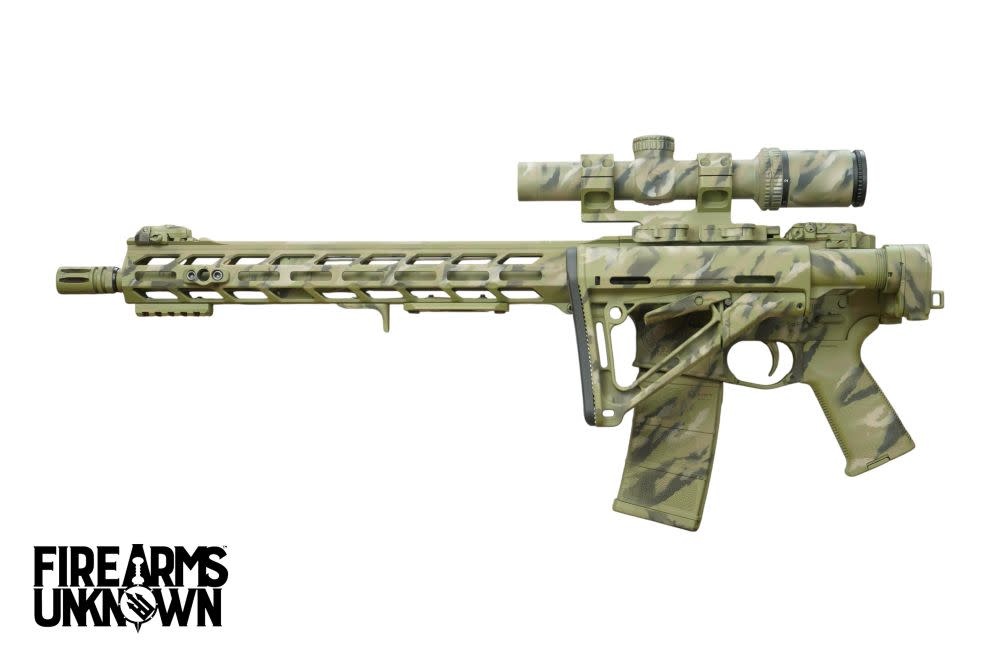 FU ZERO 5.56 16" , 30RD Rifle w/ Trijicon Ascent, Cerakote FDE/Desert Sand/BLK Full Camo, ARCA Rail, MBUS
