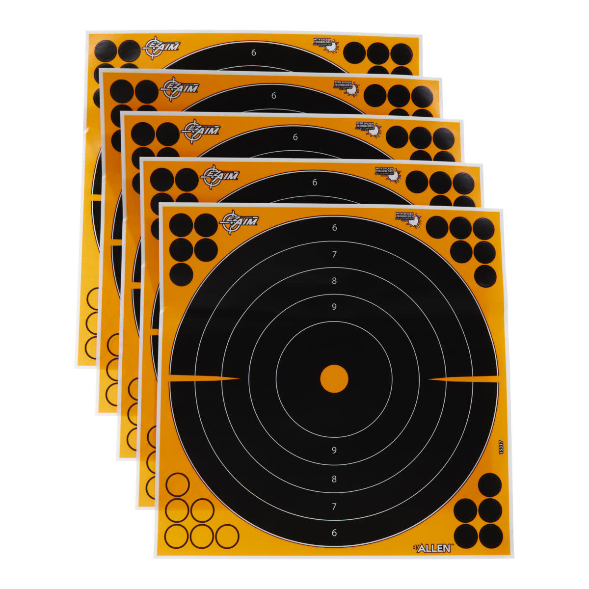Allen EZ AIM Adhesive 12" Bullseye Splash Reactive Paper Target 5 PK