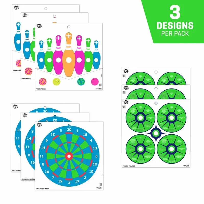 Allen EZ AIM 12"x12" Triggering More Fun Paper Shooting Targets 9PK Multi