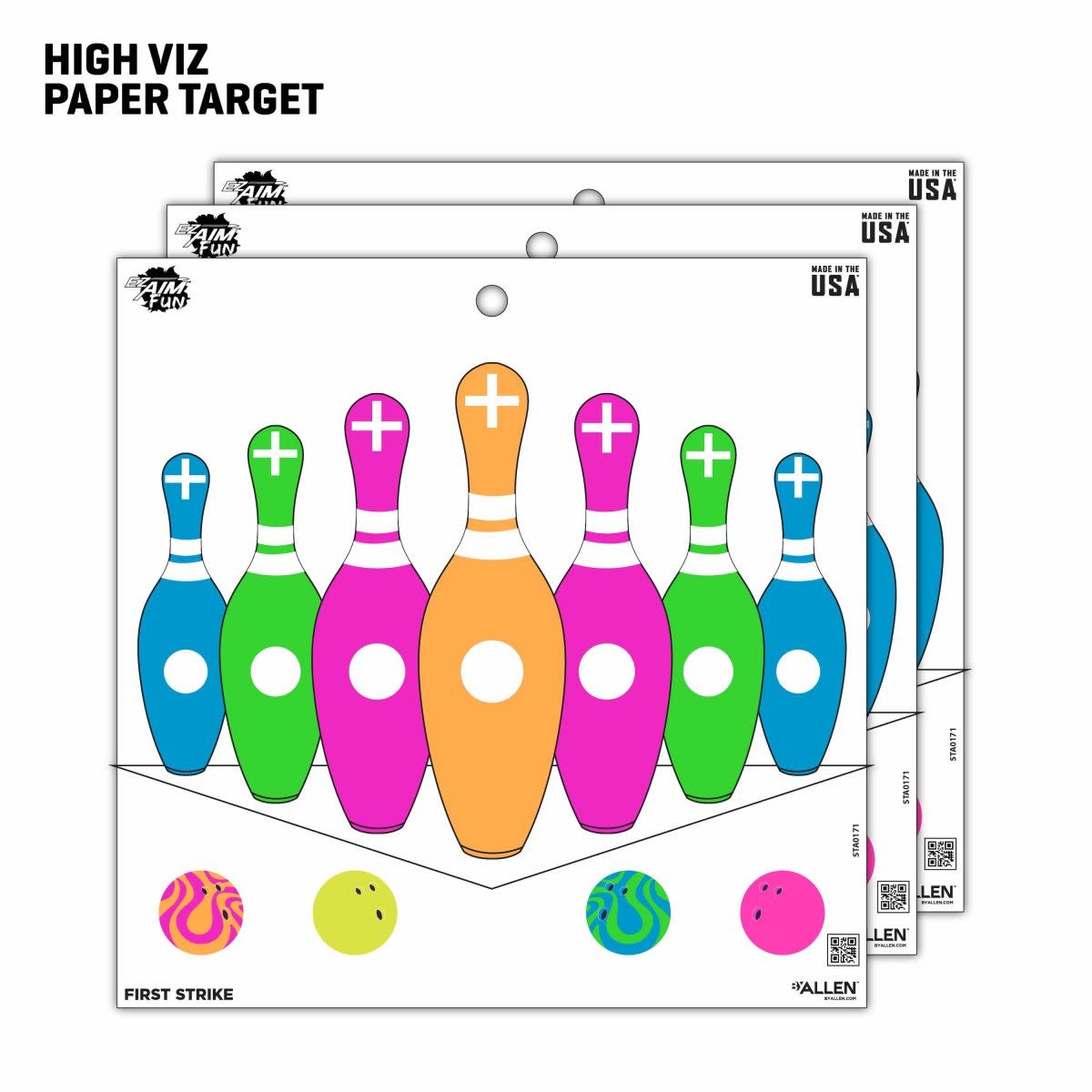 Allen EZ AIM 12"x12" Triggering More Fun Paper Shooting Targets 9PK Multi