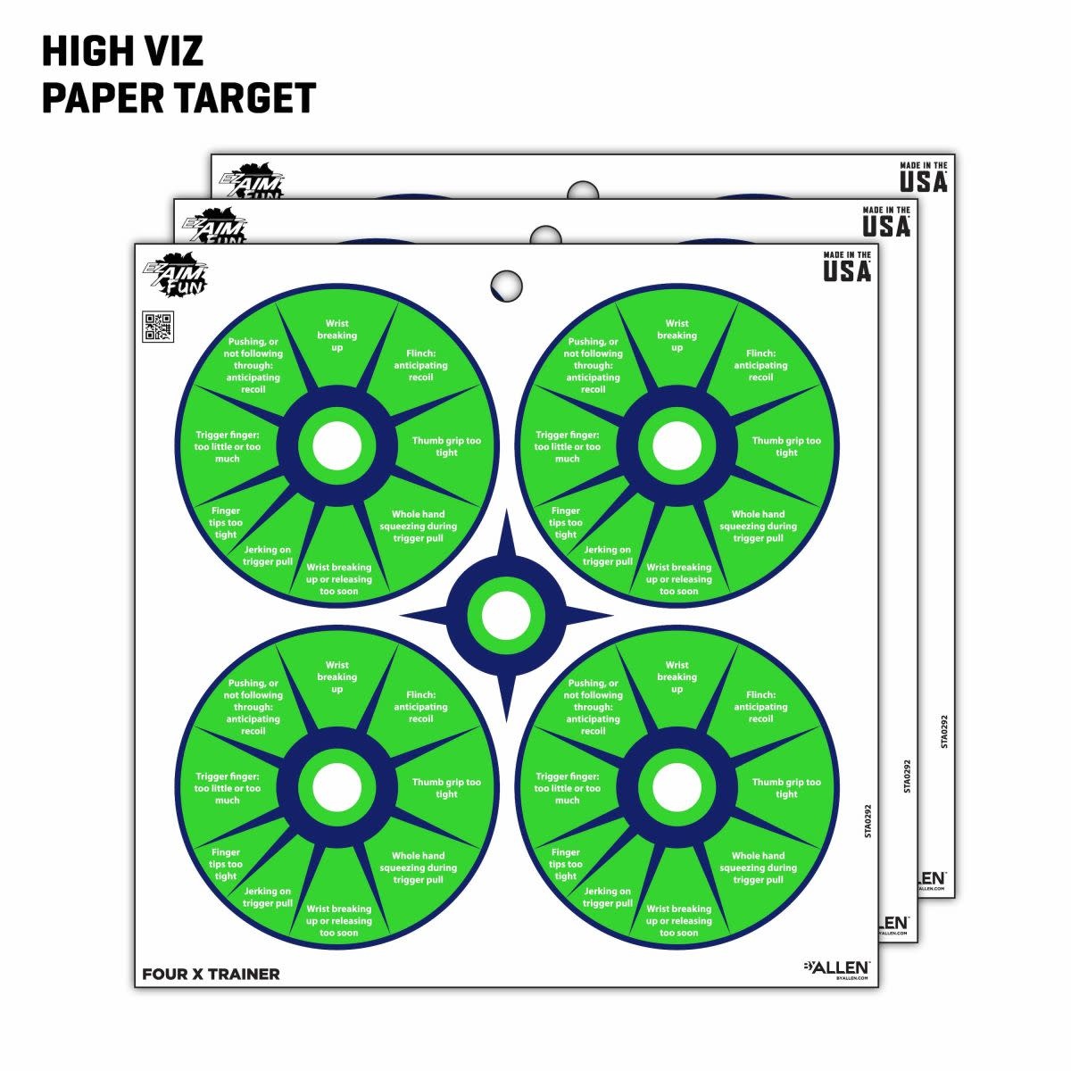 Allen EZ AIM 12"x12" Triggering More Fun Paper Shooting Targets 9PK Multi