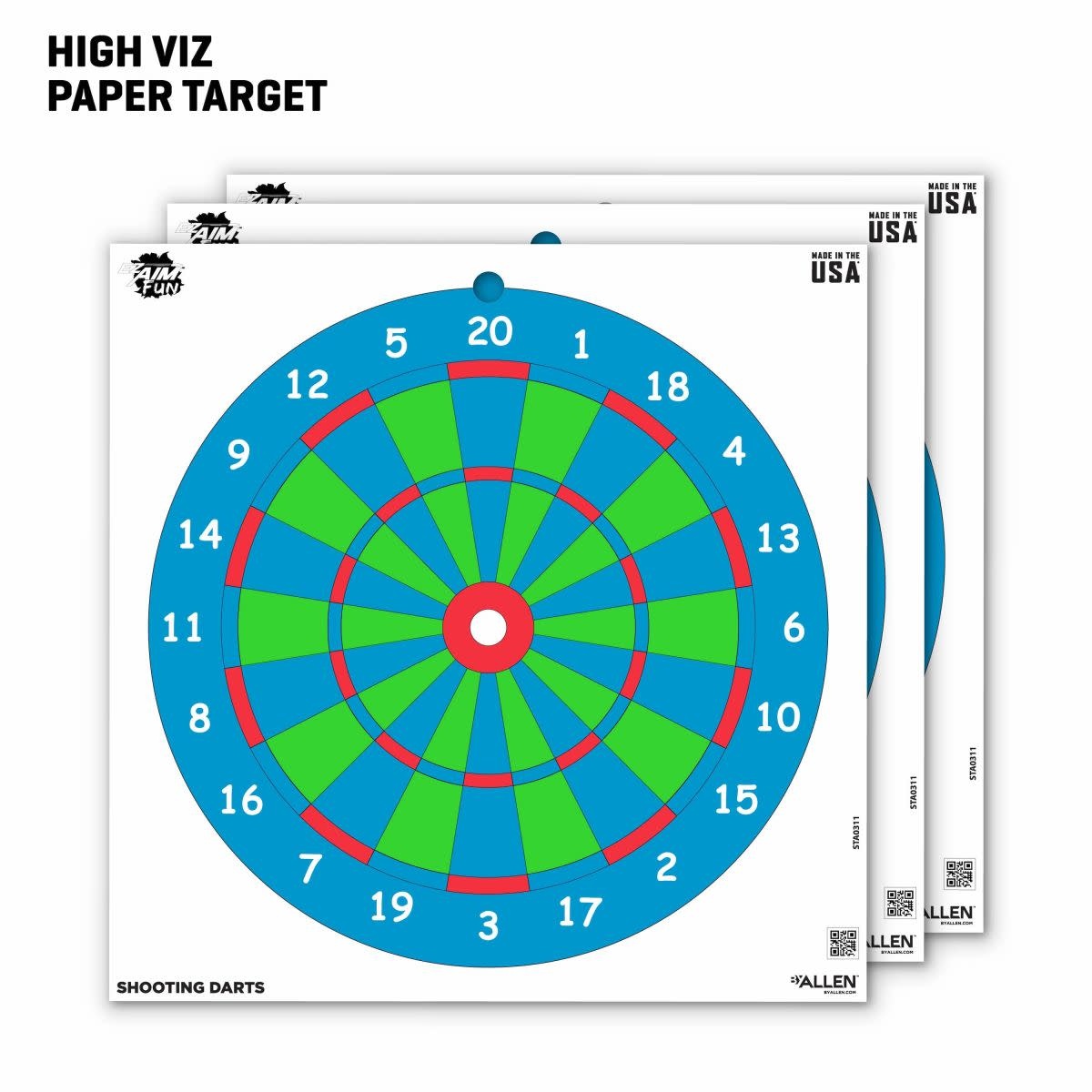 Allen EZ AIM 12"x12" Triggering More Fun Paper Shooting Targets 9PK Multi