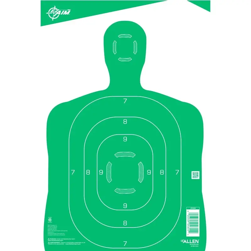 Allen EZ AIM High Contrast Green Paper Shooting Target 12x18 10 PK