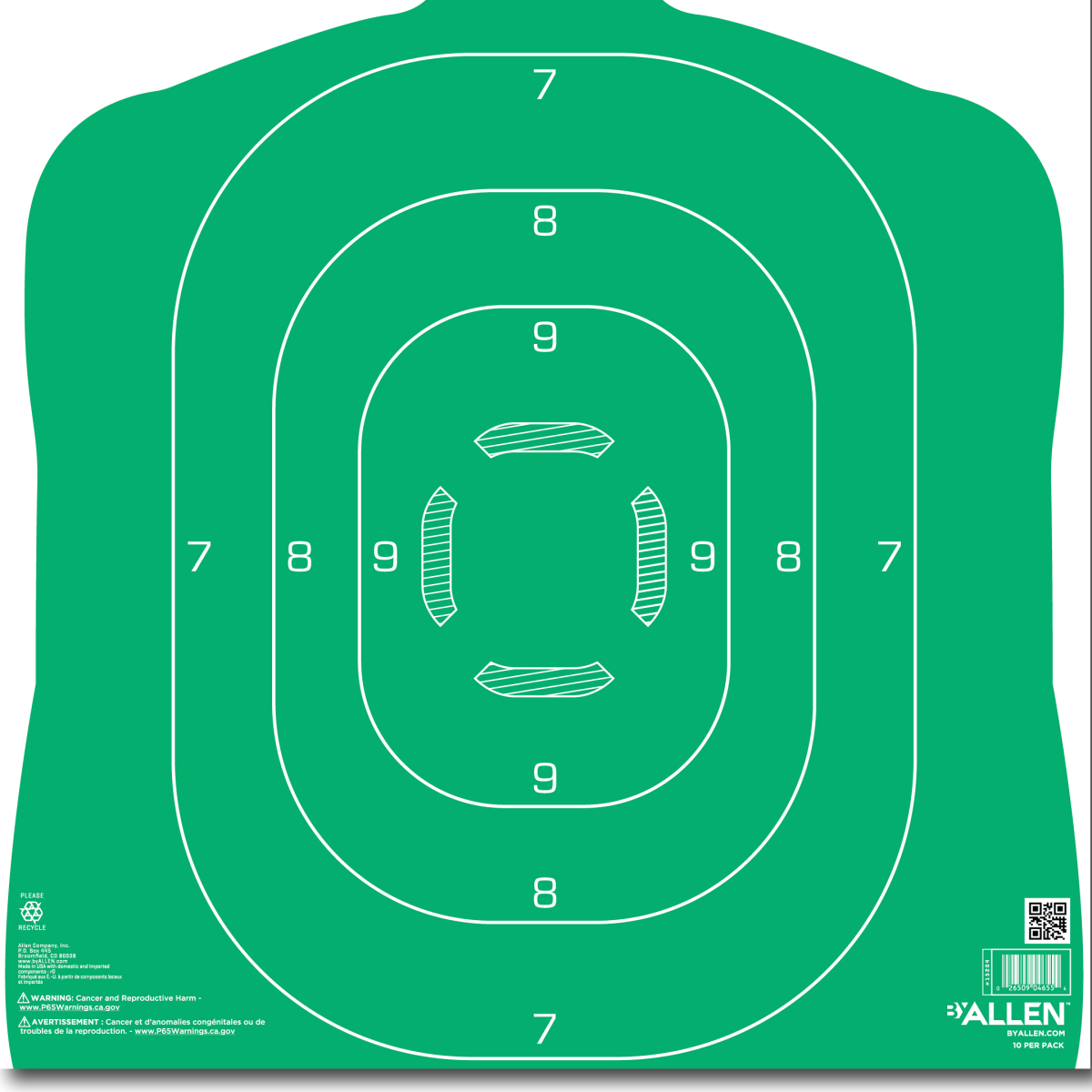 Allen EZ AIM High Contrast Green Paper Shooting Target 12x18 10 PK
